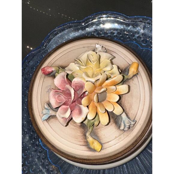 Antique Capodimonte Italy Floral Trinket Dish - Picture 3 of 6